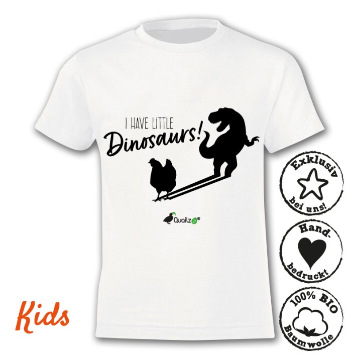 Quailzz® BIO Shirt "Dinosaurs" - Kids white 3-4 Jahre