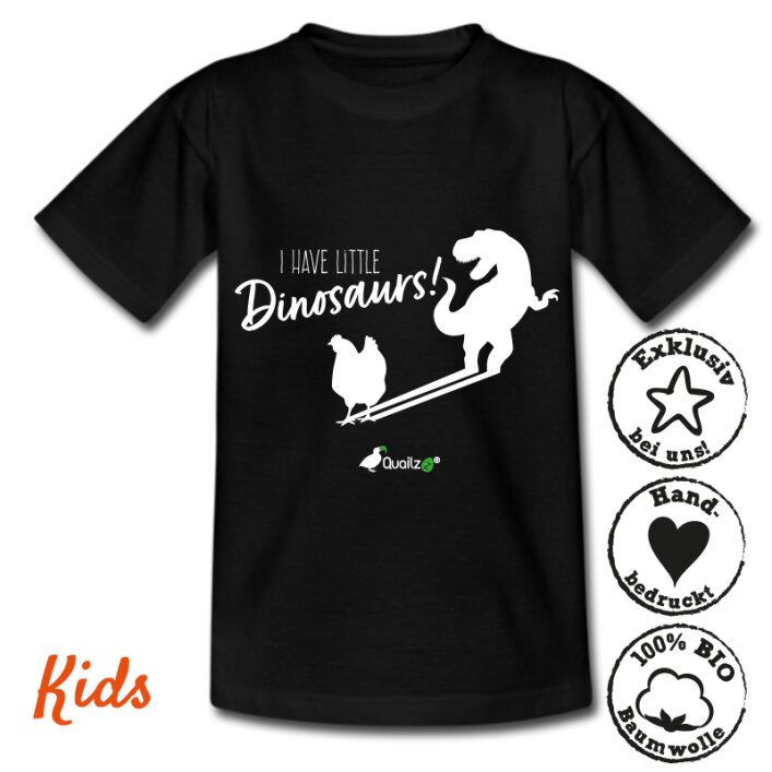 Quailzz® BIO Shirt "Dinosaurs" - Kids black 12-14 Jahre
