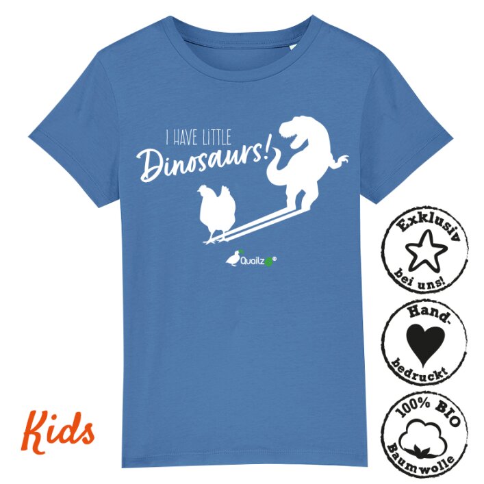 Quailzz® BIO Shirt "Dinosaurs" - Kids bright blue 134-146