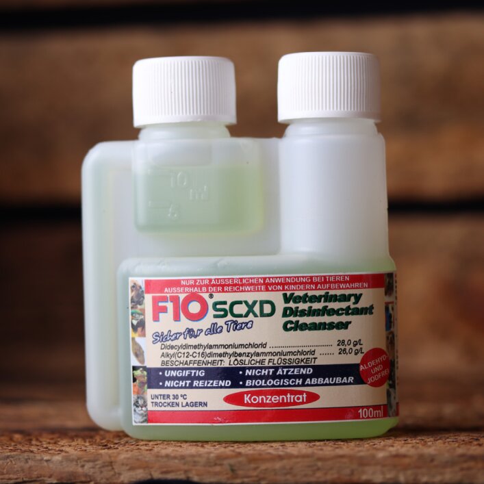 Tiermedizinisches Desinfektionsmittel mit Reiniger 100ml - F10SCXD
